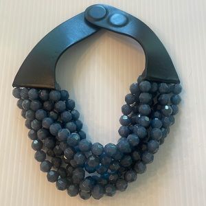 Blue Gray bead necklace Fairchild Baldwin.